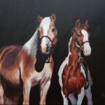 2 paarden 30x40cm